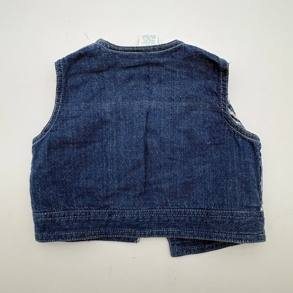 Beluga Blues Vest Boys 6-9‎ Months Blue Plaid Denim Pullover Collarless Layering